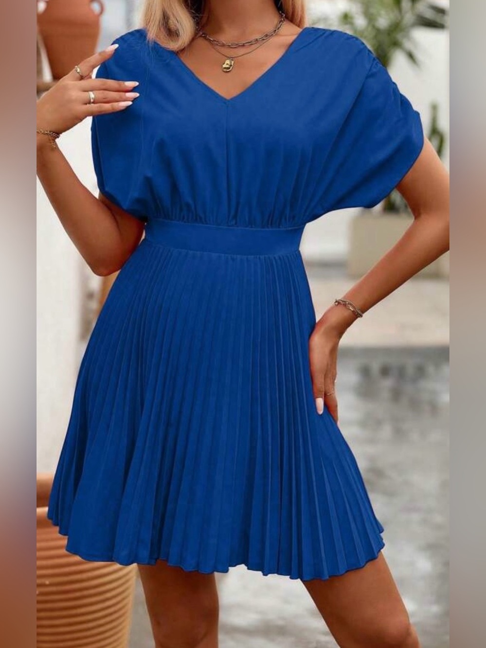 Royal Blue V-Neck Dress